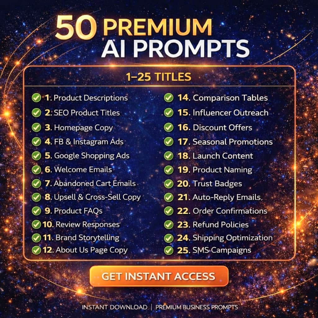 PromptVerse Technologies' AI Tools Pack for Business Automation with 50 premium prompts for marketing, sales, and e-commerce growth.